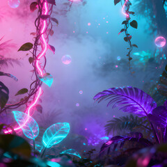 Neon Bioluminescent Fantasy Jungle