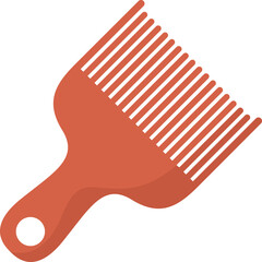 Terracotta Colored Afro Pick Comb With A Round Handle And Numerous Teeth On A Transparent Background