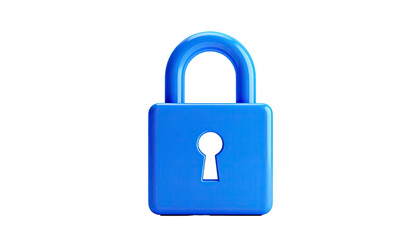 Blue lock icon with keyhole isolated on a black background