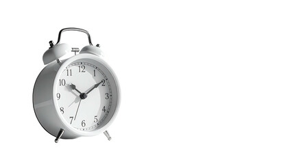 White alarm clock with bells isolated against a black backdrop