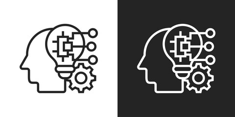 Artificial Intelligence Icon In Black And White Line Style