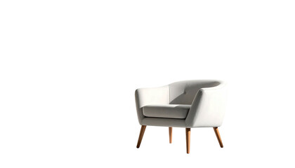 Isolated white armchair with wooden legs on black background