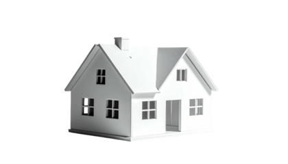 White house model against black