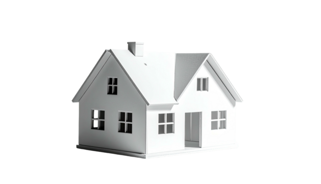 White house model against black