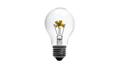 Lightbulb with yellow flower filament