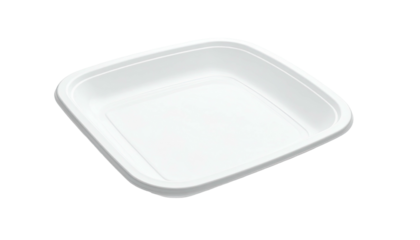 Empty square white container angled, on dark solid background