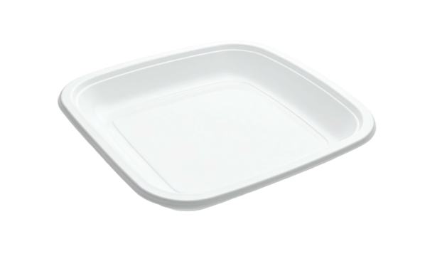 Empty square white container angled, on dark solid background