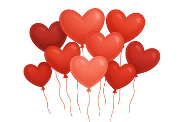 Heart balloons floating, representing love, celebration, and romantic feelings on a transparent background vector