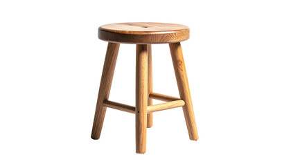 Wooden stool with three legs, isolated on a black background
