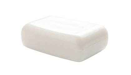 White bar of soap, rounded edges, sitting on black background