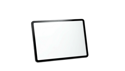 Black tablet mockup with a blank white screen isolated