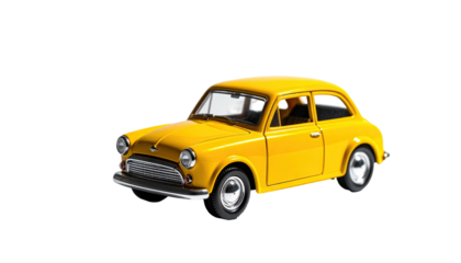 Bright yellow compact car against a dark backdrop