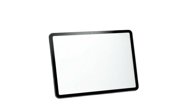 Black tablet mockup with a blank white screen isolated