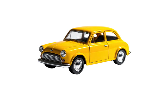 Bright yellow compact car against a dark backdrop