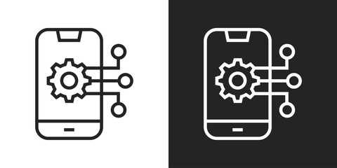 Smartphone Icon In Black And White Line Style