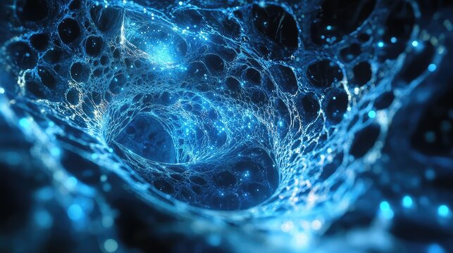 Abstract blue neural network digital technology concept - Powered by Adobe