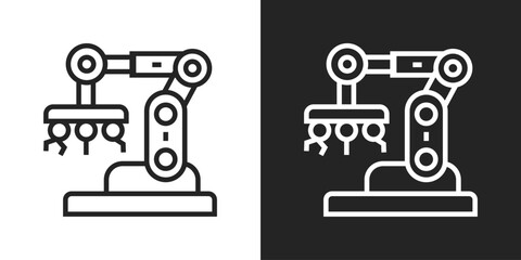 Robotic Surgery Icon In Black And White Line Style