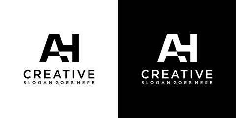 AH or HA initial letter logo design vector