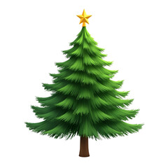 Fototapeta premium Illustration of a christmas tree with a golden star on top against white background