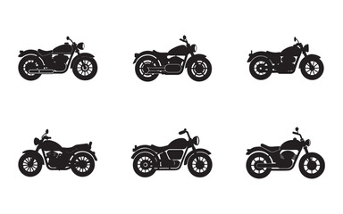 Naklejka premium Motorcycle Silhouette Collection in Black and White Vector Illustration Graphic Resource Set of Six Different Designs