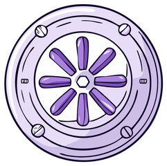 Obraz premium Circular Decorative Hatch with Screws and Eight Interior Spokes Illustration