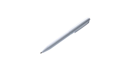 Sleek silver pen at an angle on black background