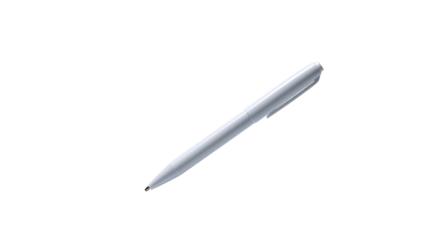 Sleek silver pen at an angle on black background