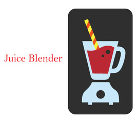 Blender, beet juice in a glass with straw. Vector illustration.