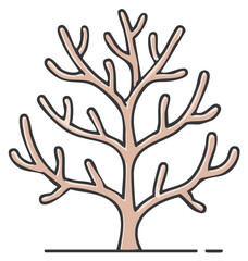 Obraz premium Stylized Bare Tree Icon Winter Branches Minimalist Nature Outline Drawing