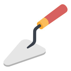 trowel work construction tool flat color vector illustration template design