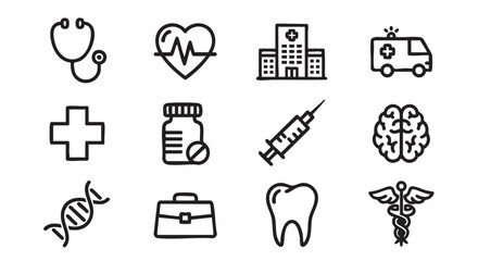 Medical Doodle Set with Healthcare Icons for Design and Illustration