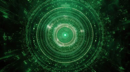 Abstract green digital tunnel connecting data technology network