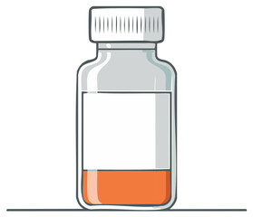 Obraz premium Bottle of Medicine Vector Illustration with Orange Liquid and Blank Label
