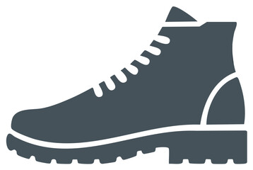 Illustration of a laced outdoor boot with a lug sole, showcasing the footwear's silhouette and design.