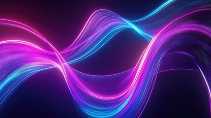 Abstract glowing neon waves forming futuristic energy stream