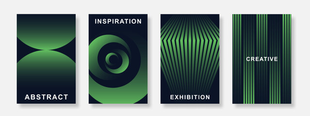 Abstract gradient poster background set. Minimalist cover template with geometric design. Suitable for banner, flyer, brochure, social media. Vector