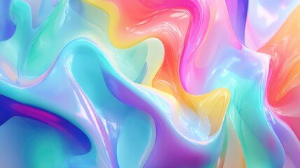 Iridescent liquid flowing abstract pastel color background