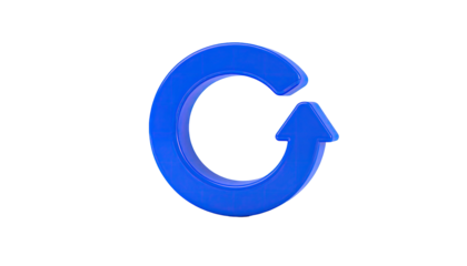 Blue, curved arrow returns in circular motion on black background