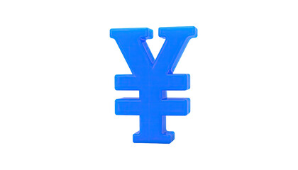 Obraz premium Blue Japanese Yen symbol on black backdrop with outlined edges
