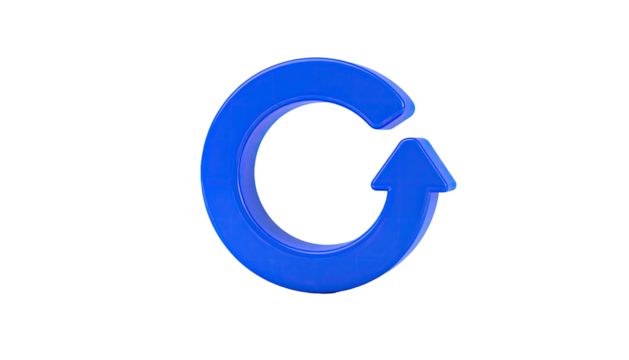Blue, curved arrow returns in circular motion on black background - Powered by Adobe