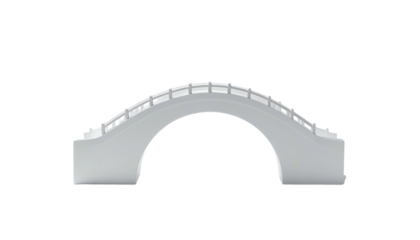 Simple white arched bridge against a black background