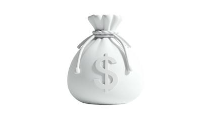 3D render white money bag with dollar sign against black
