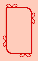 Red Christmas frame with ribbon. Design for greeting card, invitation, poster and packaging print. Vector