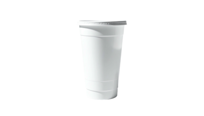 Plain white, plastic cup w/ lid, isolated