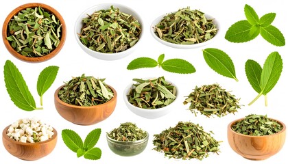 Fototapeta premium Stevia Leaf and Sweetener Collection