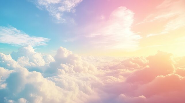 Dreamy pastel clouds floating high in sky