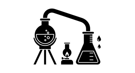 Obraz premium Science distillation apparatus for laboratory experiment icon