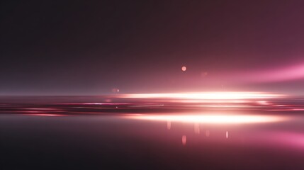 Abstract pink light trails reflecting on surface