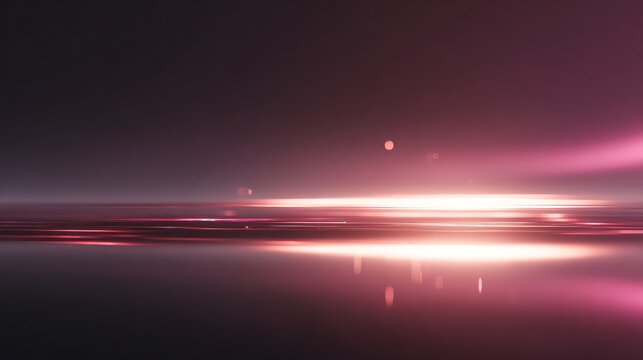 Abstract pink light trails reflecting on surface