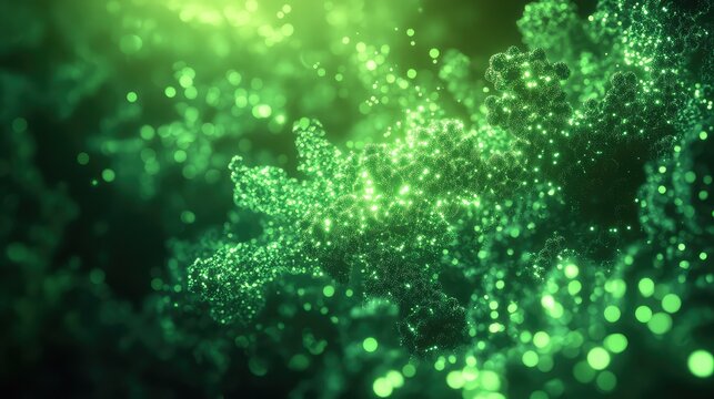 Microscopic virus structure glowing green representing infectious disease